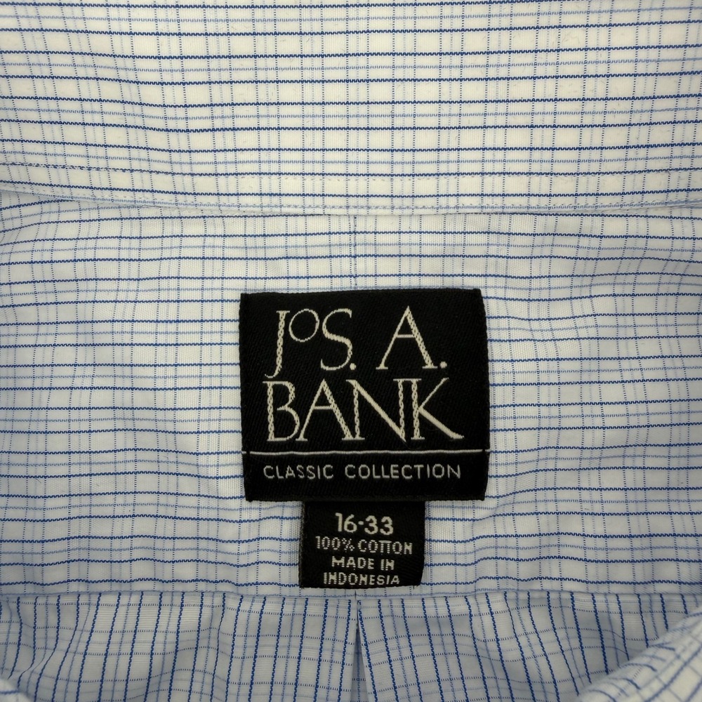 JOS A Bank Classic Collection 16-33 Blue Plaid‎ Button Down Dress Shirt Mens - Picture 3 of 9
